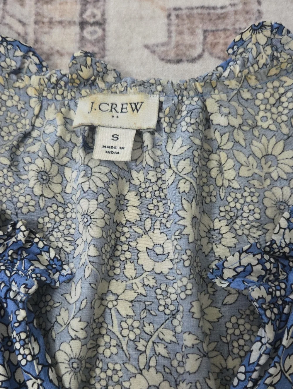 J Crew Blue Floral Tiered Midi Dress